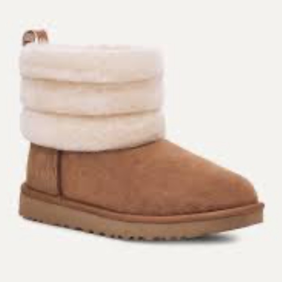 UGG classic mini fluff quilted boot Chestnut size 6 - Picture 1 of 14